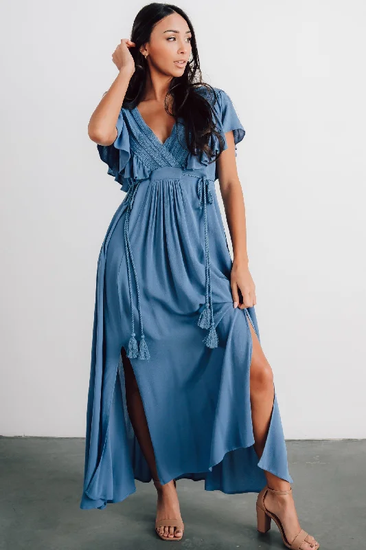 Jennifer Deep V Maxi Dress | Blue