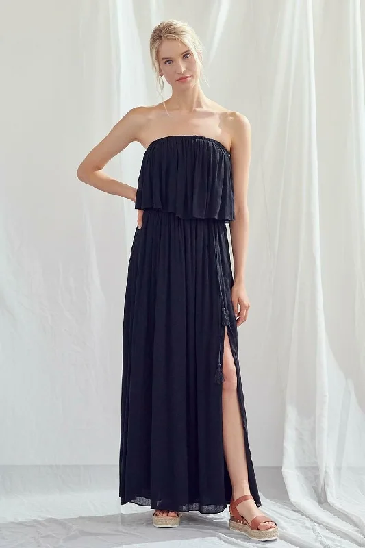 Monaco Black Strapless Maxi Dress