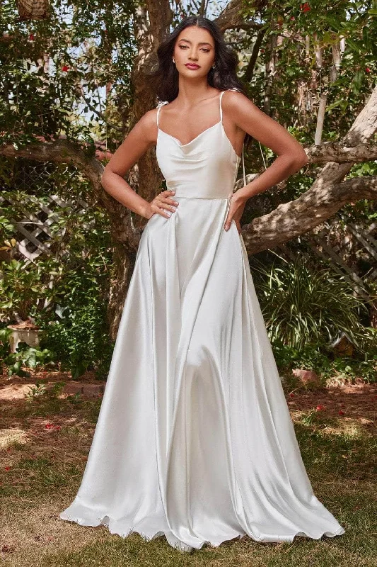 Ladivine BD104W - Cowl Neck Satin A-Line Gown