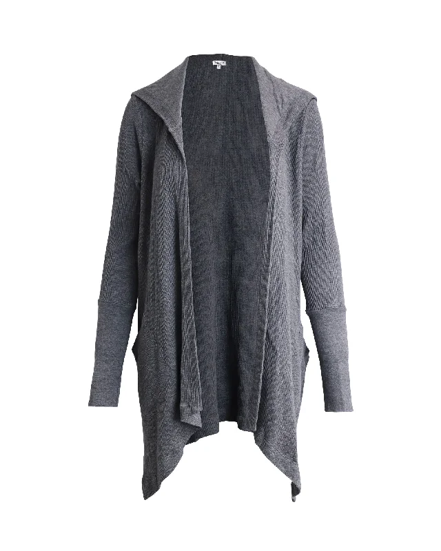 Splendid Hooded Cardigan in Grey Cotton