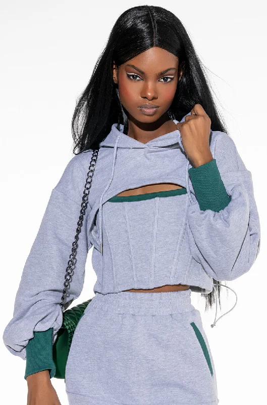 BEAM ME UP CORSET DETAIL CUTOUT SWEATSHIRT