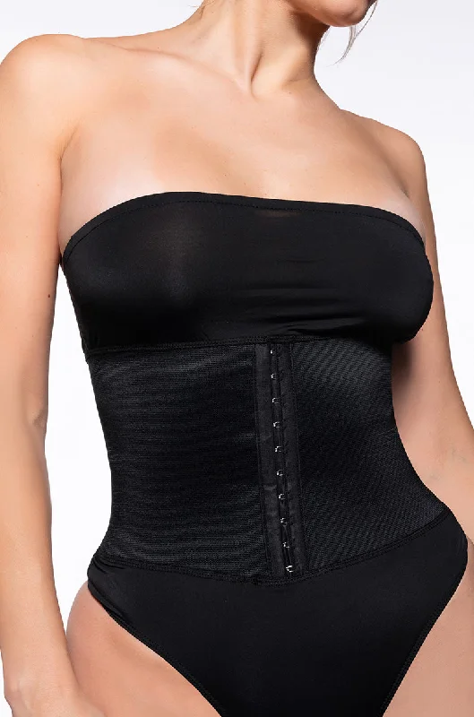 SNATCHED CORSET STRAPLESS BODYSUIT IN BLACK