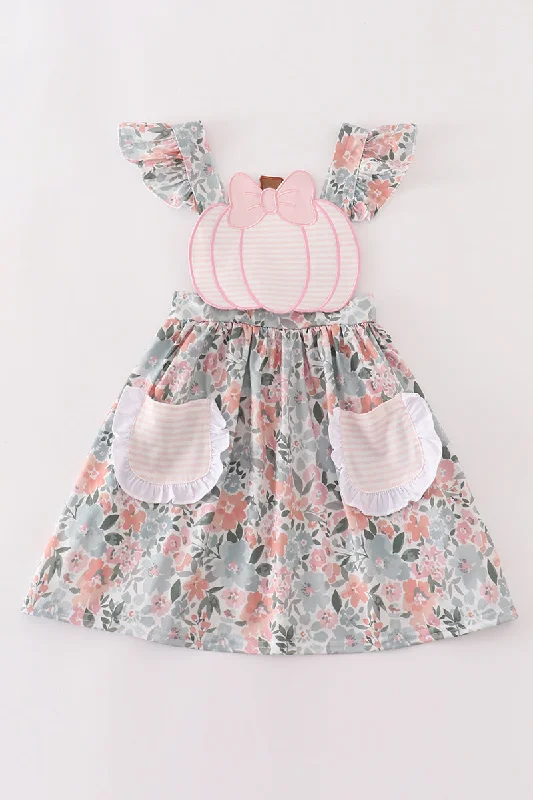 Floral pumpkin applique dress